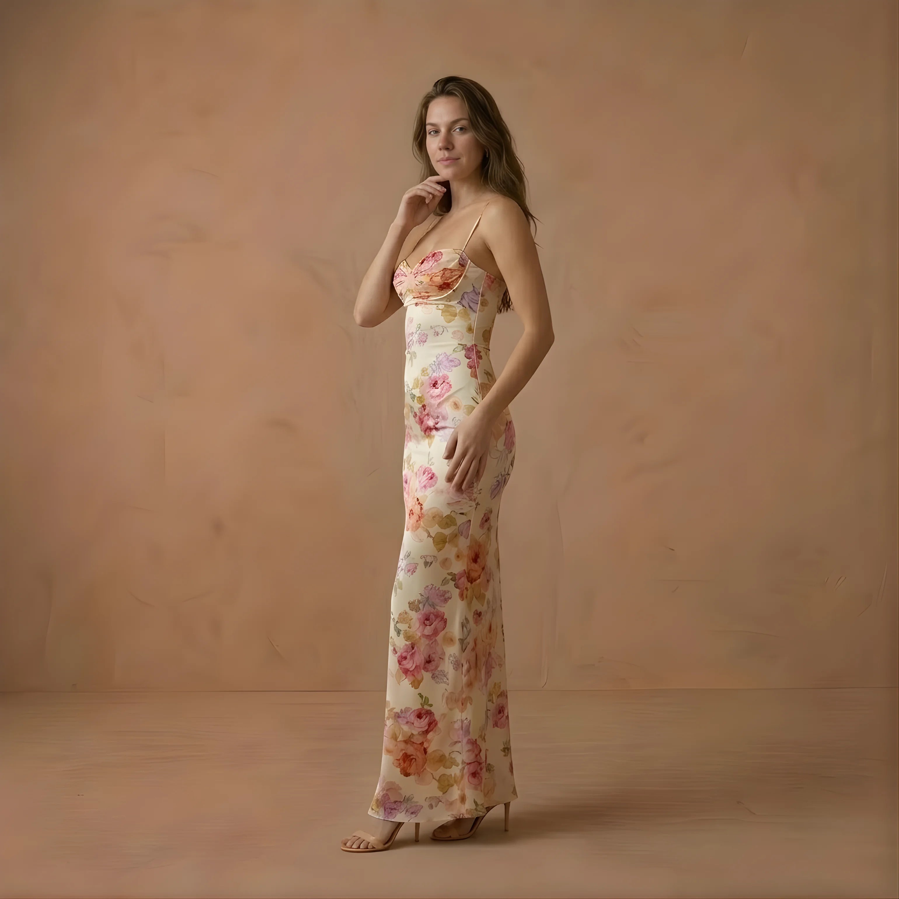 Rosette Satin Dress
