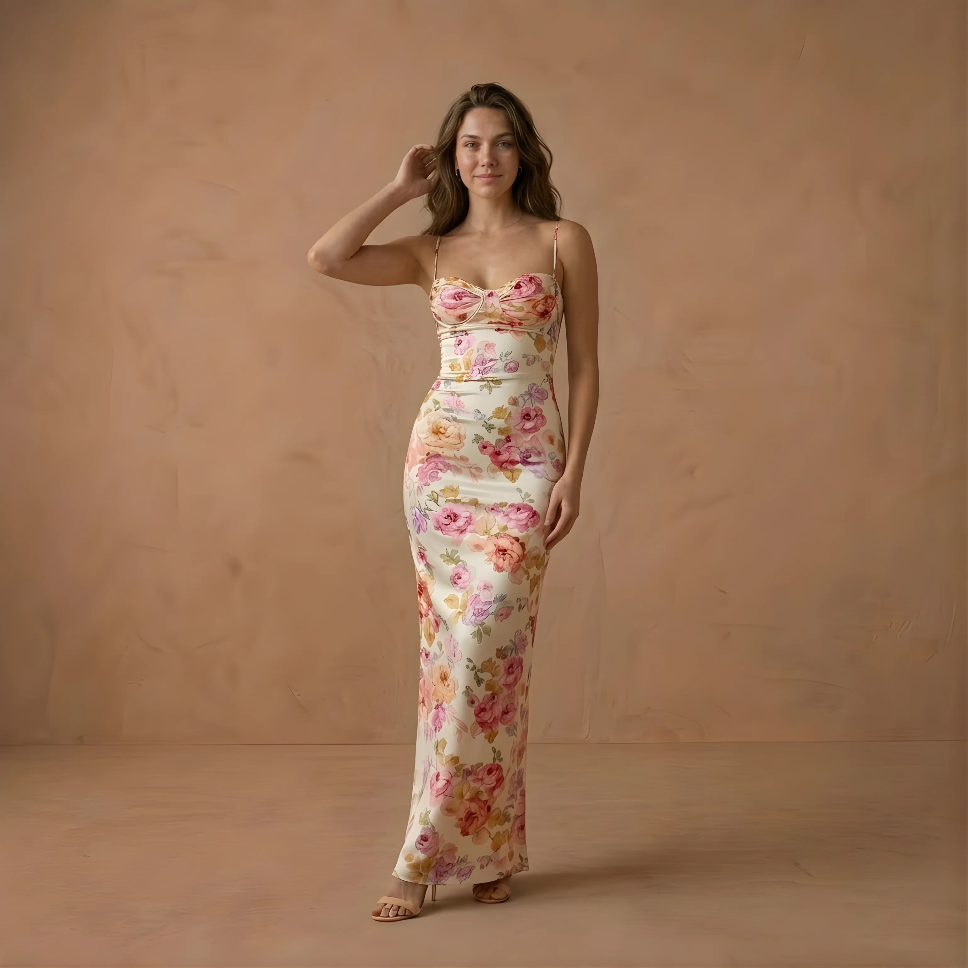 Rosette Satin Dress