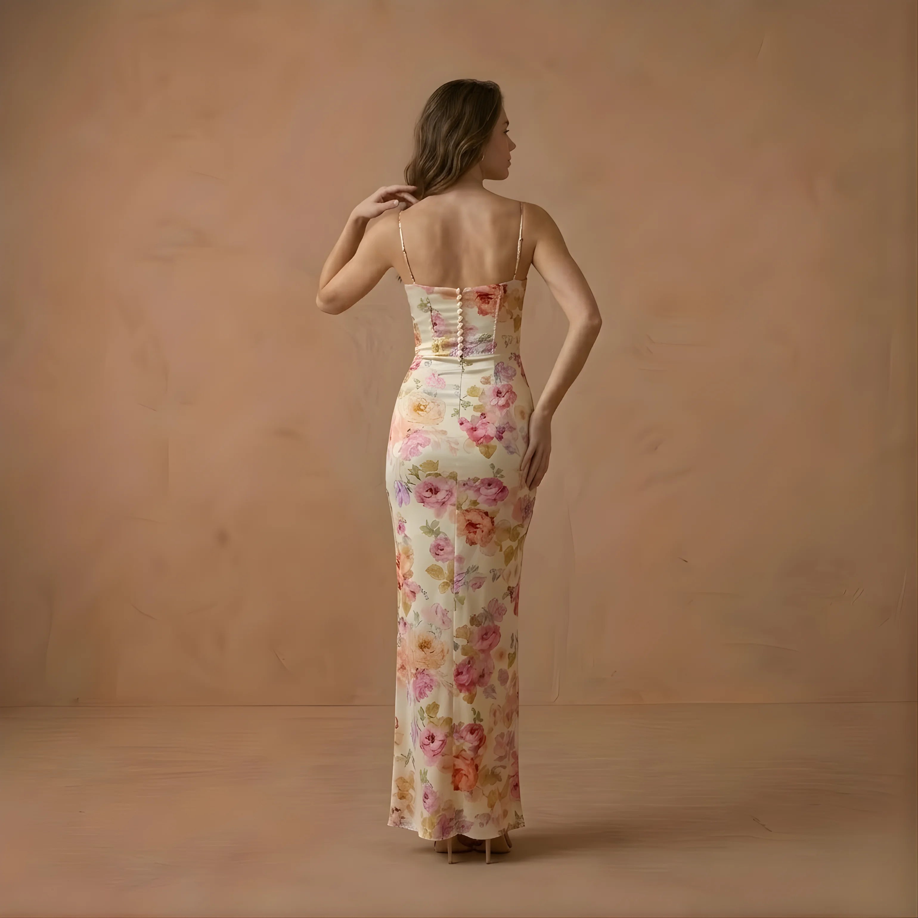 Rosette Satin Dress